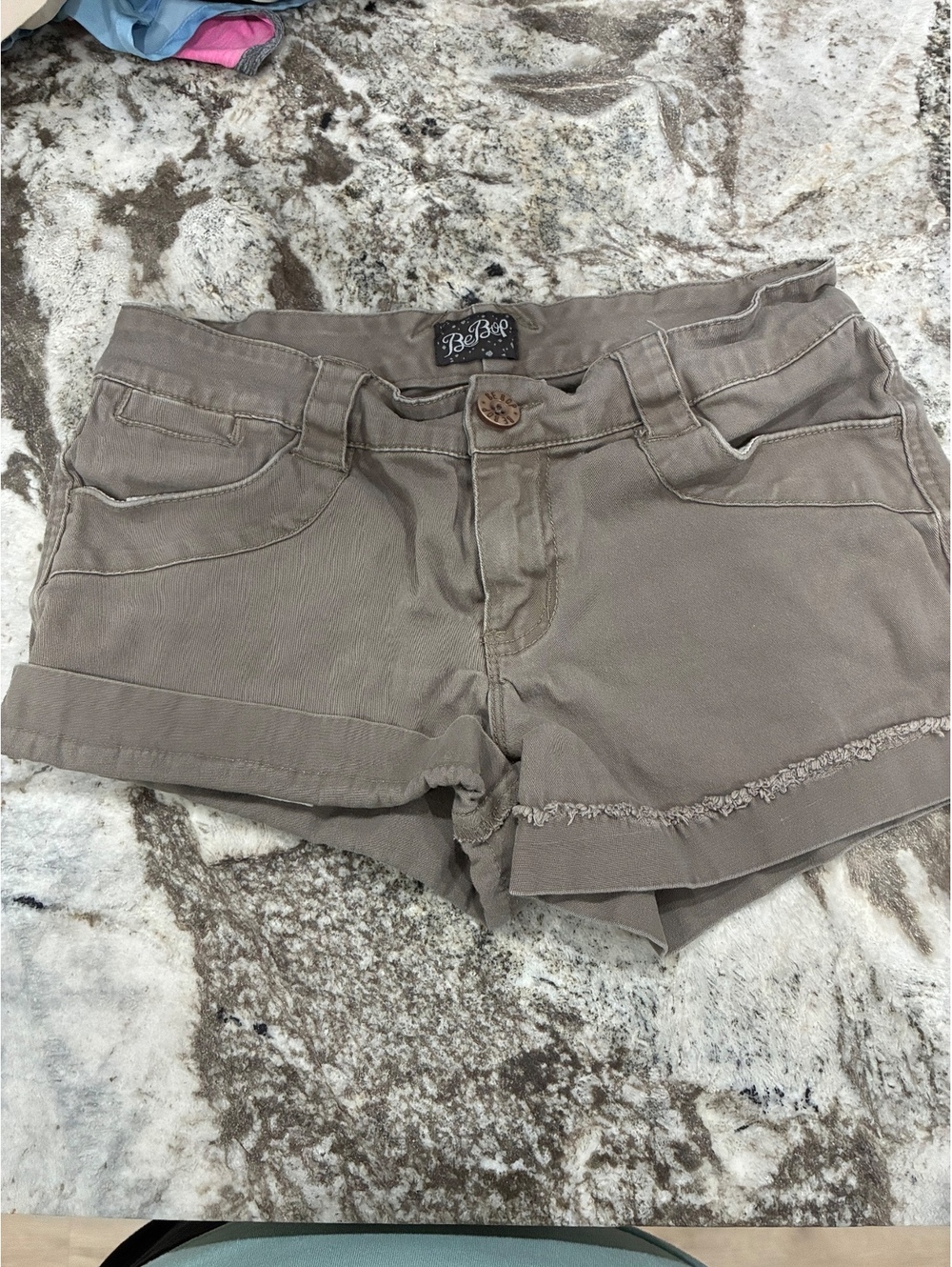 BeBop Women's Size 5 Khaki Cotton Shorts with Frayed Hem